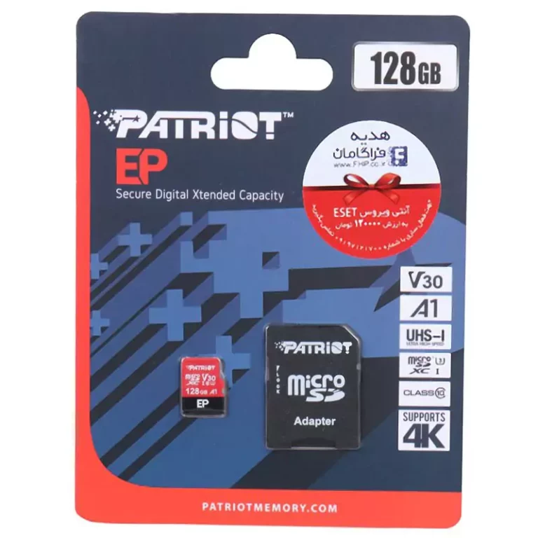 رم میکرو 256 گیگ پاتریوت Patriot EP A1 V30 U3 C10 90MB/s + خشاب