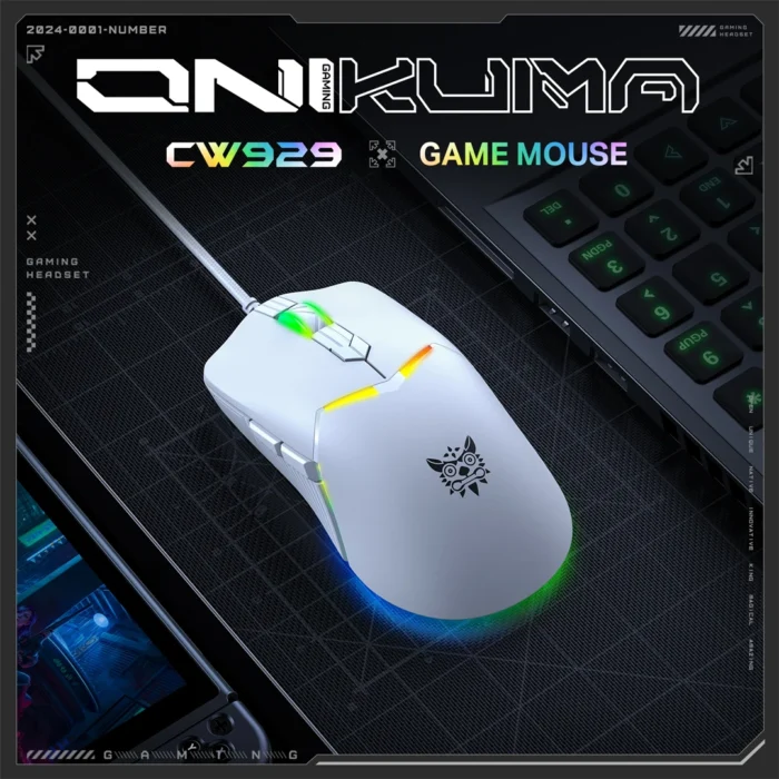 ماوس گیمینگ باسیم اونیکوما ONIKUMA CW929 - سفید - تصویر 4